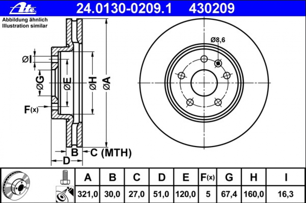Set discuri frana fata Insignia 321mm ATE